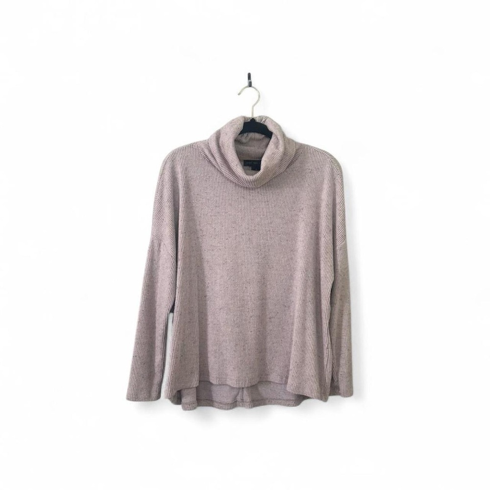 Soft Ribbed Cream‎ & Tan Cowl Neck Sweater Top